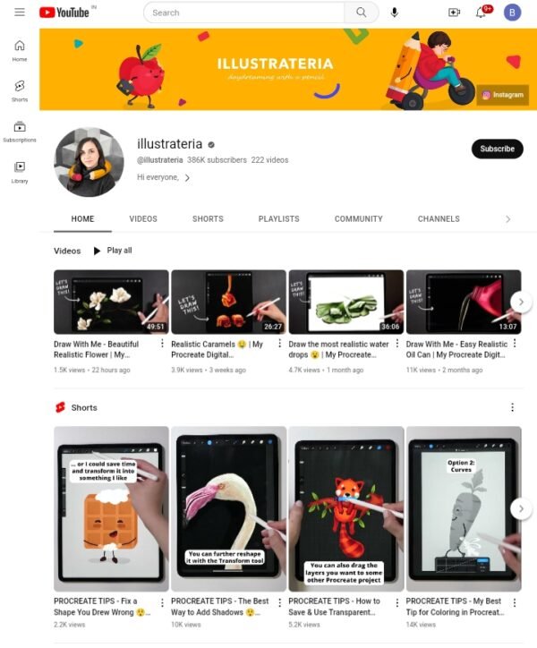 YouTube channel on procreate 