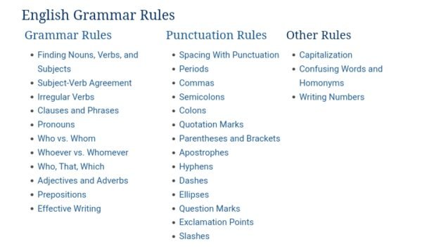 Free English Rules 