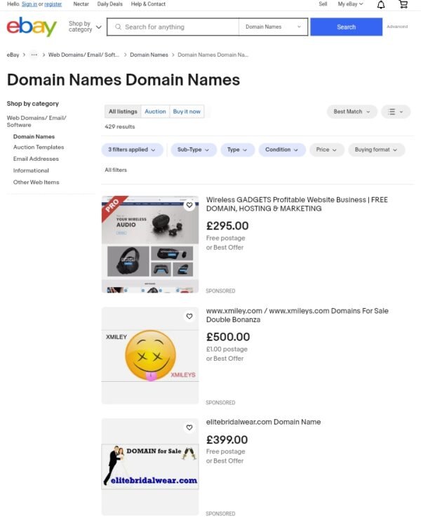 Domain names on Ebay to make money without selling