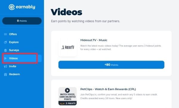 Get paid to watch videos on Earnably