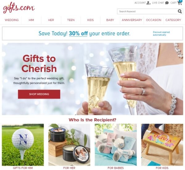 Gifts - e-commerce store example
