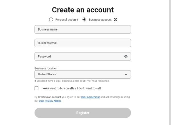 create an account on eBay